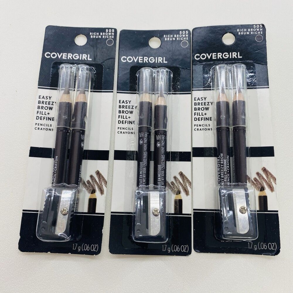 Covergirl Easy Breezy Brow Fill + Define Pencils Crayons Rich Brown 505 Lot of 3
